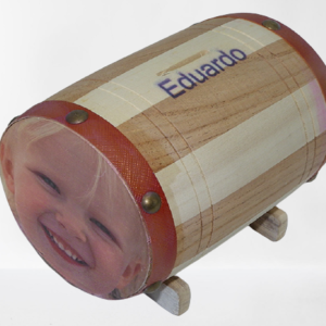 Hucha barril de madera personalizada
